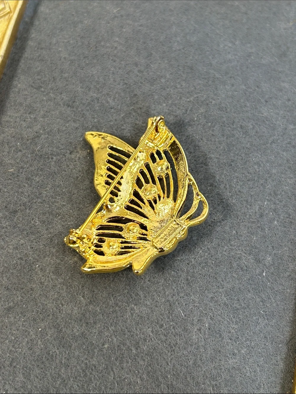 Vintage Marvella Gold Butterfly Pin with Pearl Accents - Women Accessories